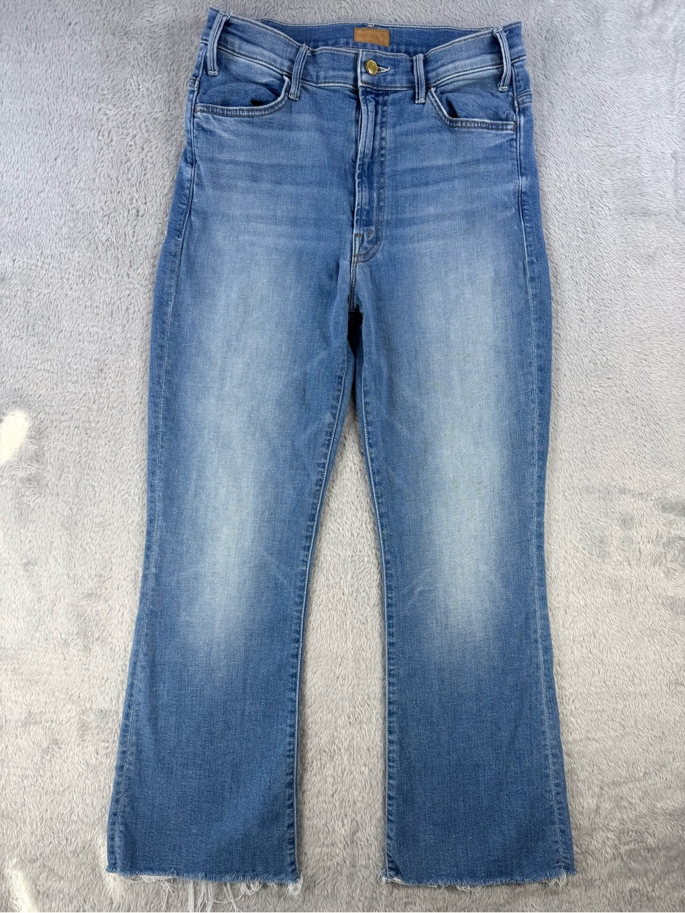 MOTHER The Hustler Ankle Fray Jeans 28 Shaken Not Stirred High Rise Flare